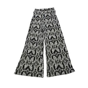 Shosho Wide Leg Lounge Pants Women L/XL‎ Black White Abstract Pattern Bohemian